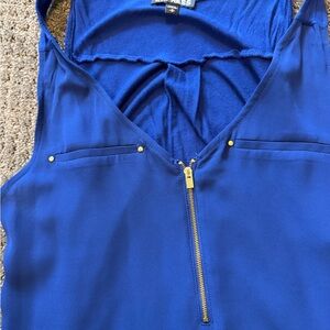 Express Women's Royal Blue Zip-Front Tank Top